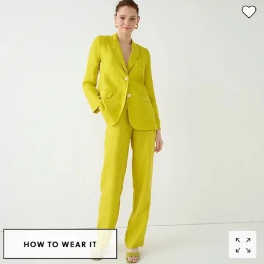 NWT J. Crew Drapey Long Parke Blazer Cupro Neon Size 8 Bright Statement Jacket